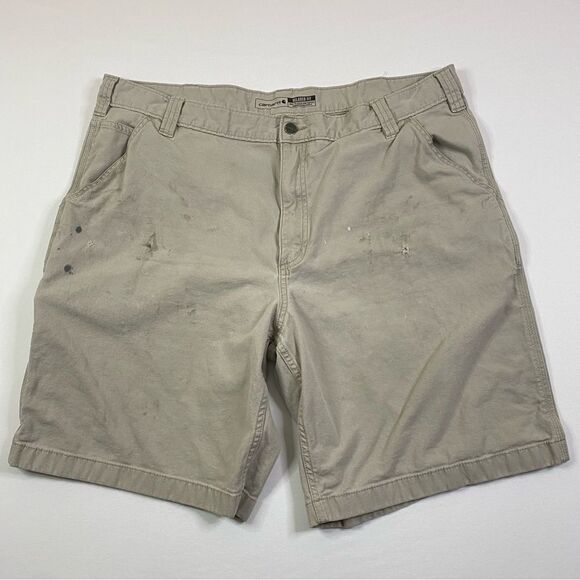 Carhartt Rugged Flex Relaxed Fit Canvas Work Shorts Men's 40 Stained Beige - Picture 2 of 14